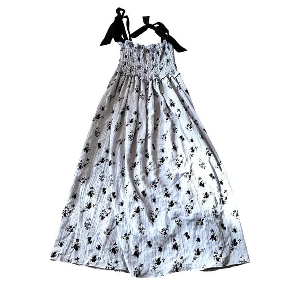 Blue and Black Smocked Summer Dress Midi/Ankle Length Size M/L - Picture 3 of 3